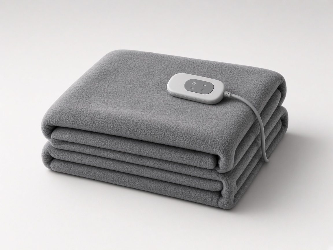Plaid chauffant gris avec télécommande
